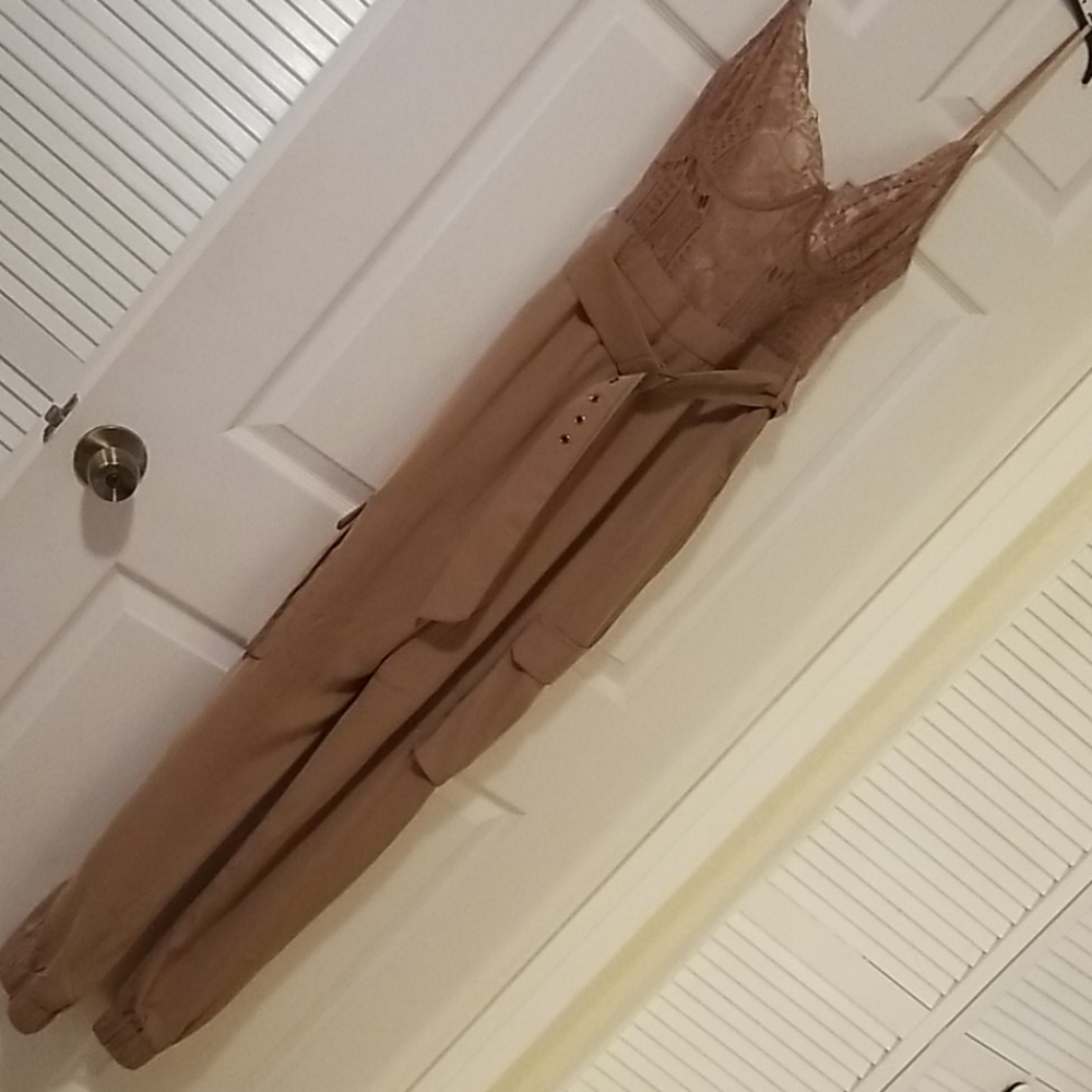 Lace nude jumpsuit